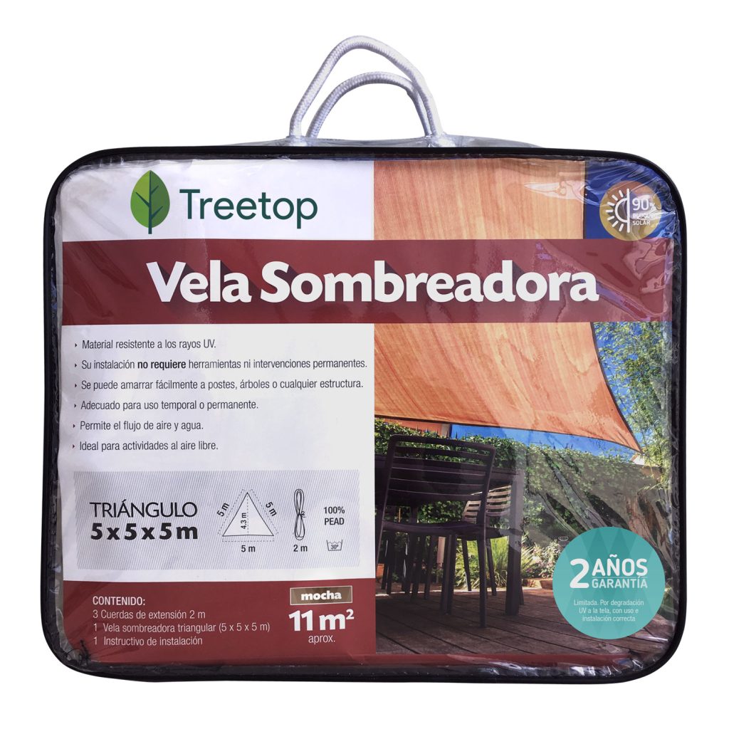 Vela Sombreadora Triangular de 5 x 5 x 5 mts Color Moka